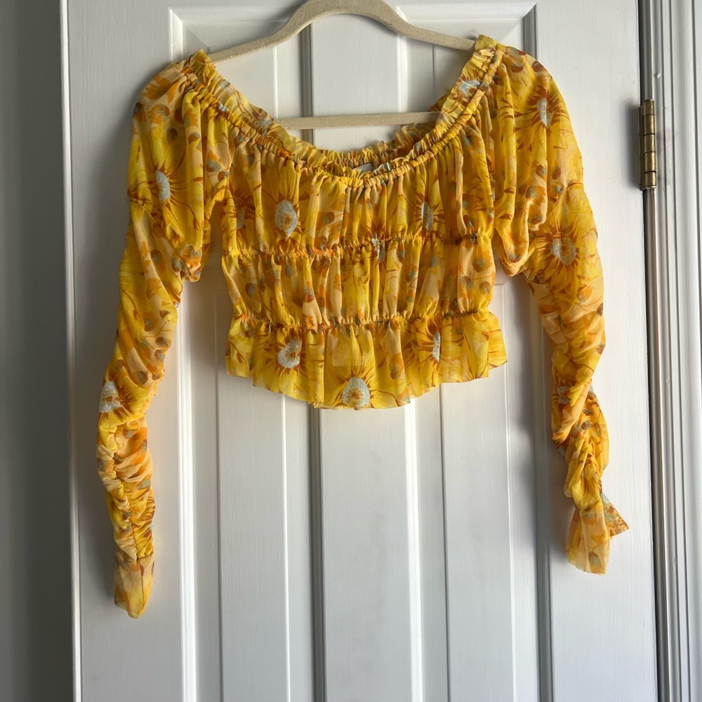 Yellow Floral Off-Shoulder Top